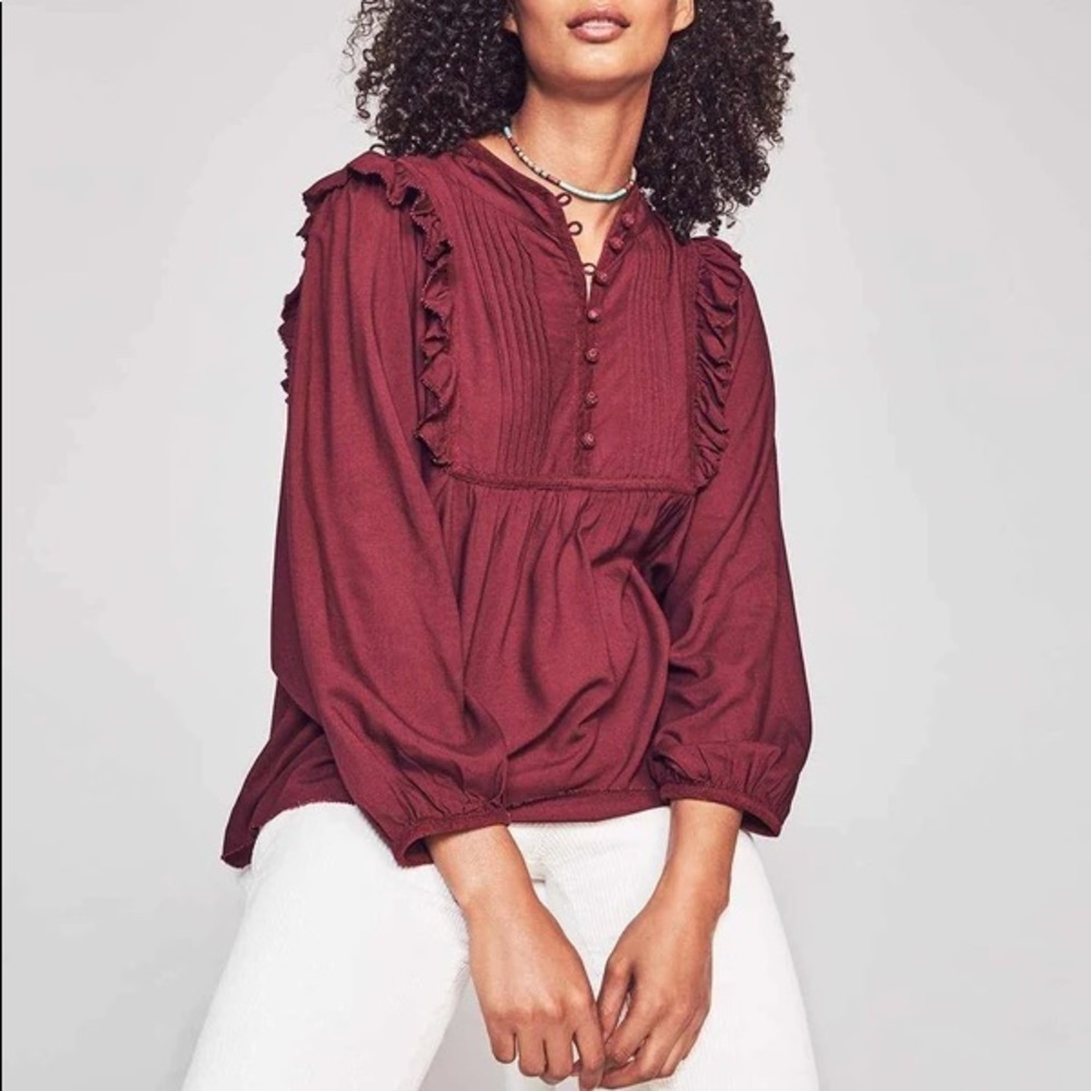 NWT Faherty Sparrow Port Royal Ruffle Blouse